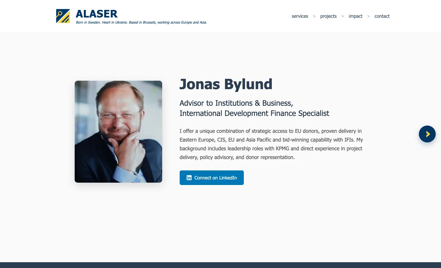 ALASER landing page screenshot.